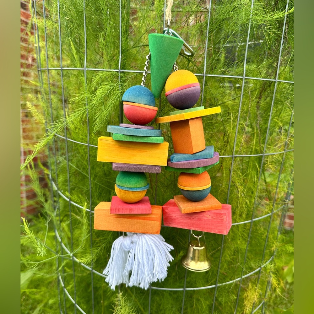 Handmade - Geo Shape Colorful Bird Toy with Bell